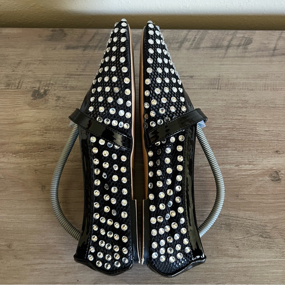 Mesh Rhinestone Ballet Flats Black Women’s Size 10 Trendy Shoes Bling Career - Picture 4 of 10